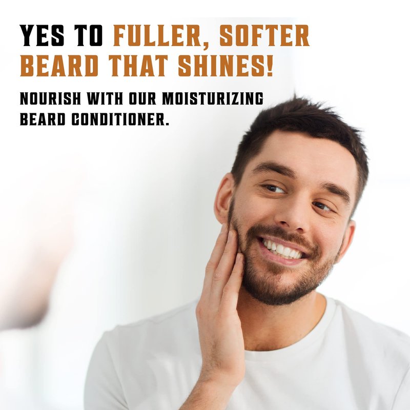 Beard Wash & Beard Conditioner Set w/Argan & Jojoba Oils - Softens & Strengthens - Natural Sandalwood Scent - Beard Shampoo w/Beard Oil (10oz)