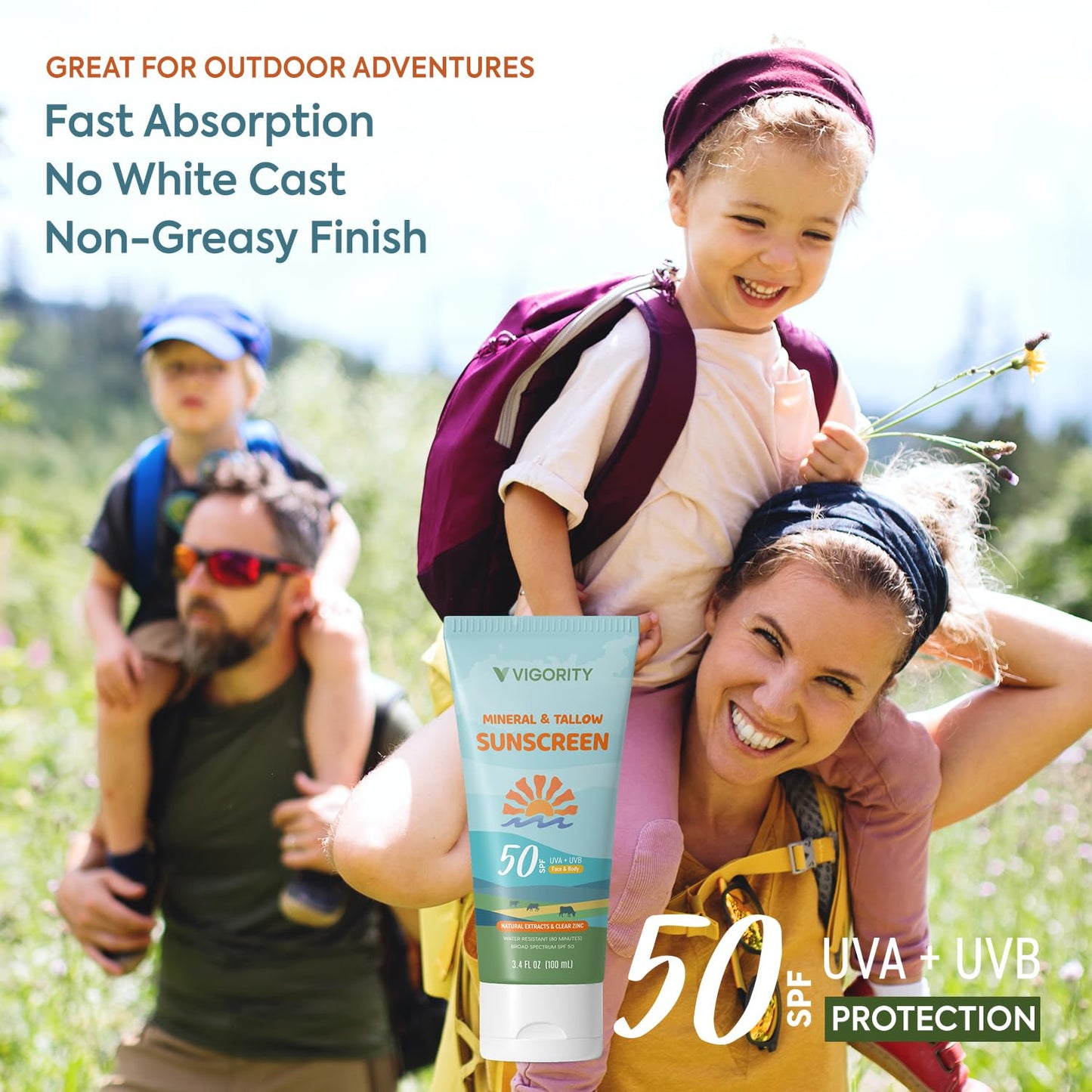 Beef Tallow Sunscreen with Clear Zinc: Non-Toxic SPF 30 Sunscreen for Face & Body, Natural Sunblock with Nourishing Tallow & Botanical Extracts (SPF50 & Tallow)