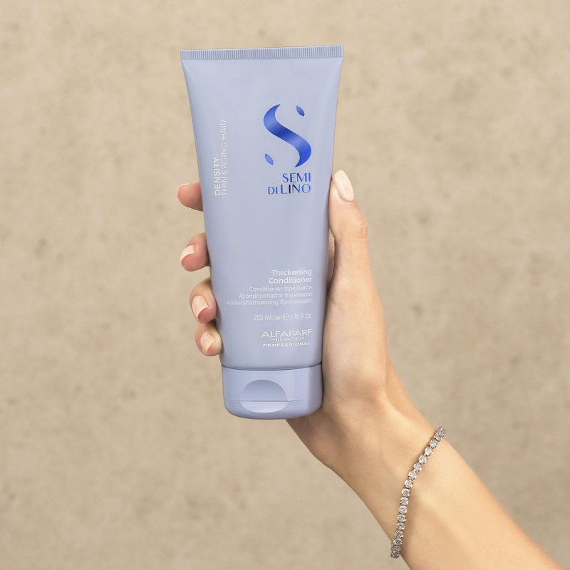 ALFAPARF MILANO Semi di Lino Density Thickening Conditioner - Peptides & Amido Acids - Fine & Thin Hair - Detangles, Softens - Adds Body & Volume for Revitalized, Youthful & Thicker Hair (8.45 fl oz)