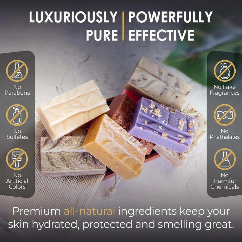Blue Moon Elise All Natural Lemongrass Soap Bars, Scented with Premium Essential Oils, Handmade in the USA, Moisturizing and Therapeutic for Face/Body, For Sensitive Skin, For Men and Women (3 Pack)
