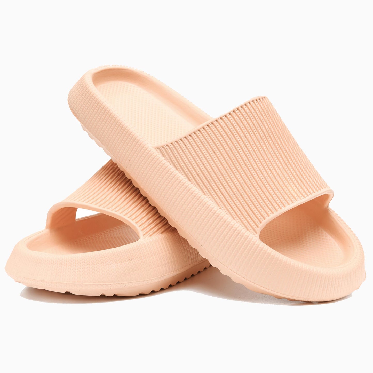rosyclo Pillow Slipers for and Man, EVA Flat Clouds Massage Shower Bedroom Non Slip Quick Drying Open Toe Super Soft Comfy Thick Sole Puffy Bath sliders Sandalias, Peach