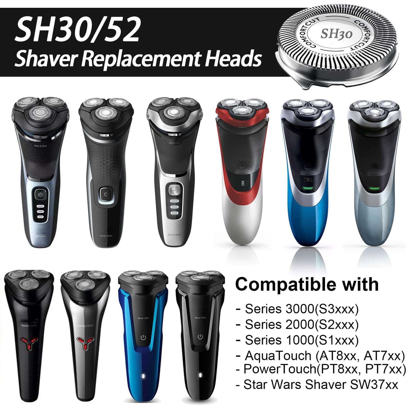 SH50 Shaver Replacement Heads for Series 5000 Razors,