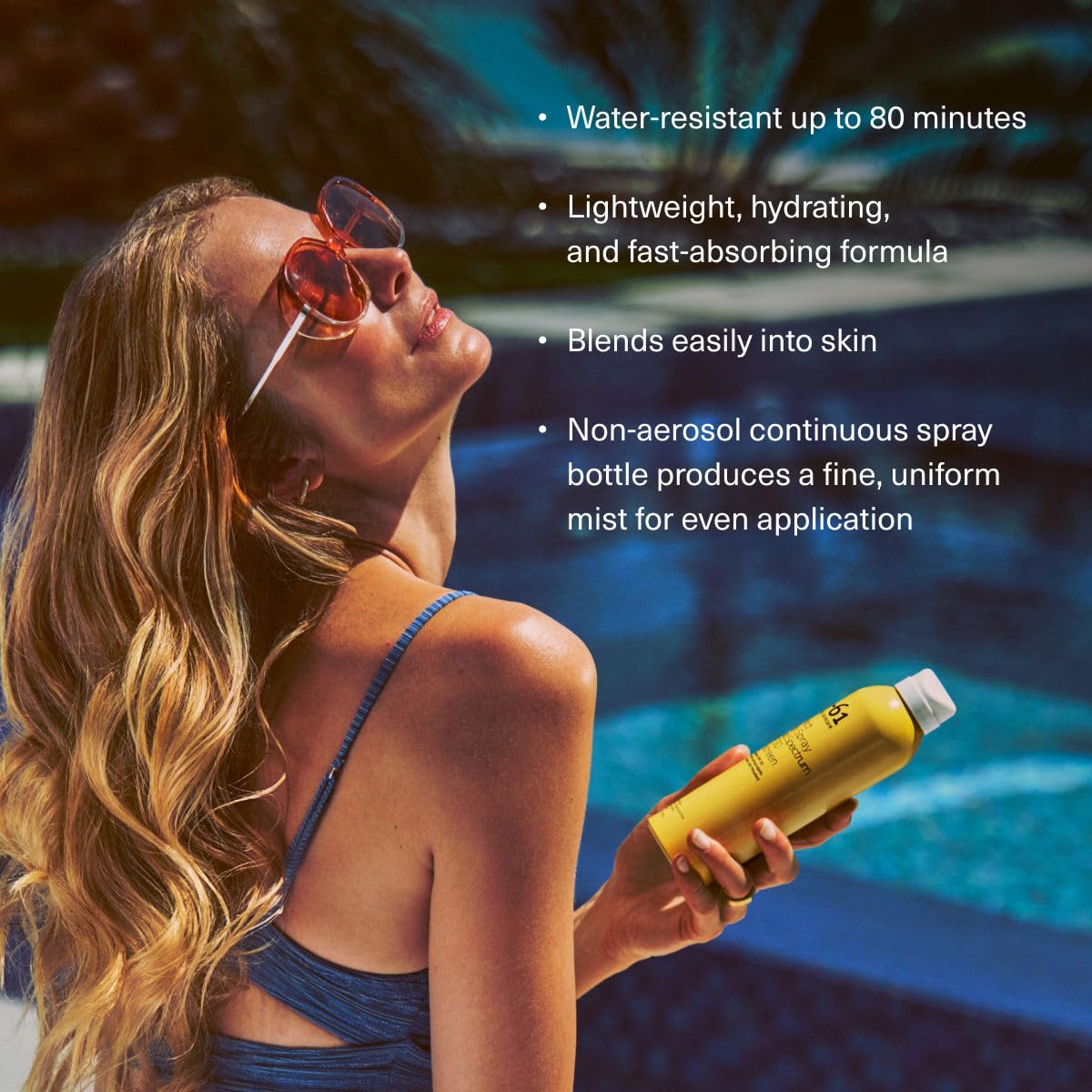 m-61 Sunscreen Spray SPF 30 - Lightweight Clear Mist, No White Cast | Continuous Non-Aerosol Spray | Water Resistant (80 Minutes) | Formulated With Vitamin E & Aloe | Made in USA - 6 Fl Oz