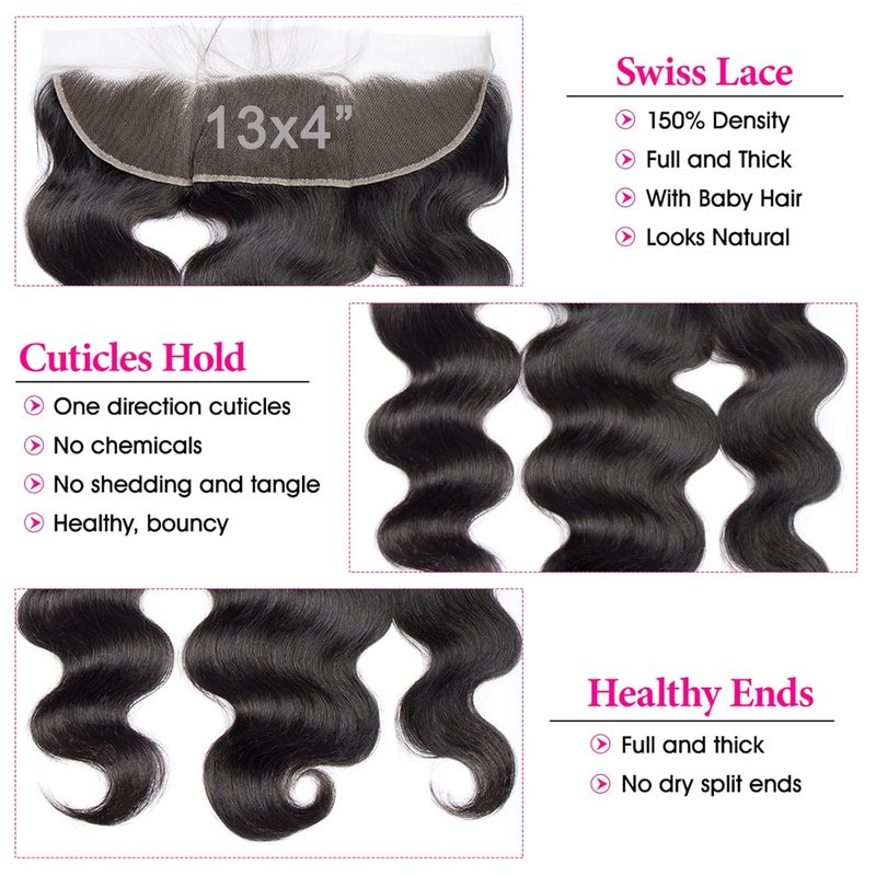 Lemoda 13x4 HD Transparent Lace Frontal - Body Wave Brazilian Virgin Human Hair | Natural Black 18 Inch