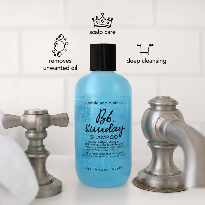 Bumble and bumble. Sunday Weekly Clarifying Shampoo | Gently Deeply Cleanses | Removes Residue Excess Oil + Pollutants | Scalp Care | For All Curly, Wavy, Straight Hair | Standard Size, 8.5 Fl Oz