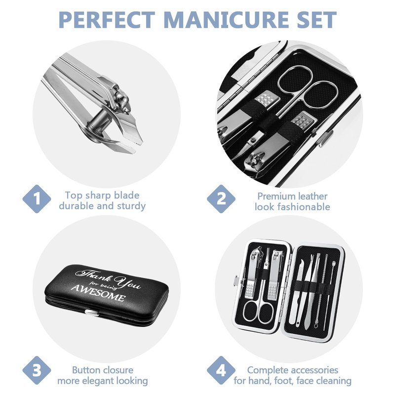 Therwen 24 Sets Father's Day Bulk Gift Manicure Set Stainless Steel Nail Clippers 8 in 1 Grooming Nail Kit Employee Appreciation Gift Professional Pedicure Tool for Women Men Coworker(Black)