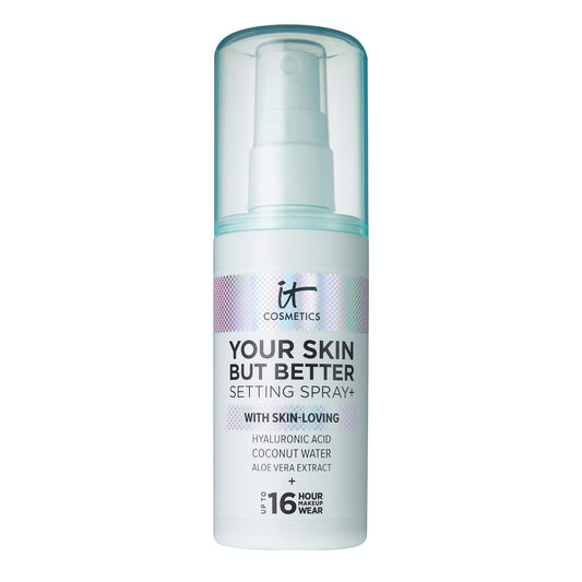 IT Cosmetics Your Skin But Better Setting Spray+ - Protects Makeup, Controls Shine, Provides Hydration - 16-Hour Hold - With Hyaluronic Acid, Coconut Water & Aloe Vera - 3.4 fl oz