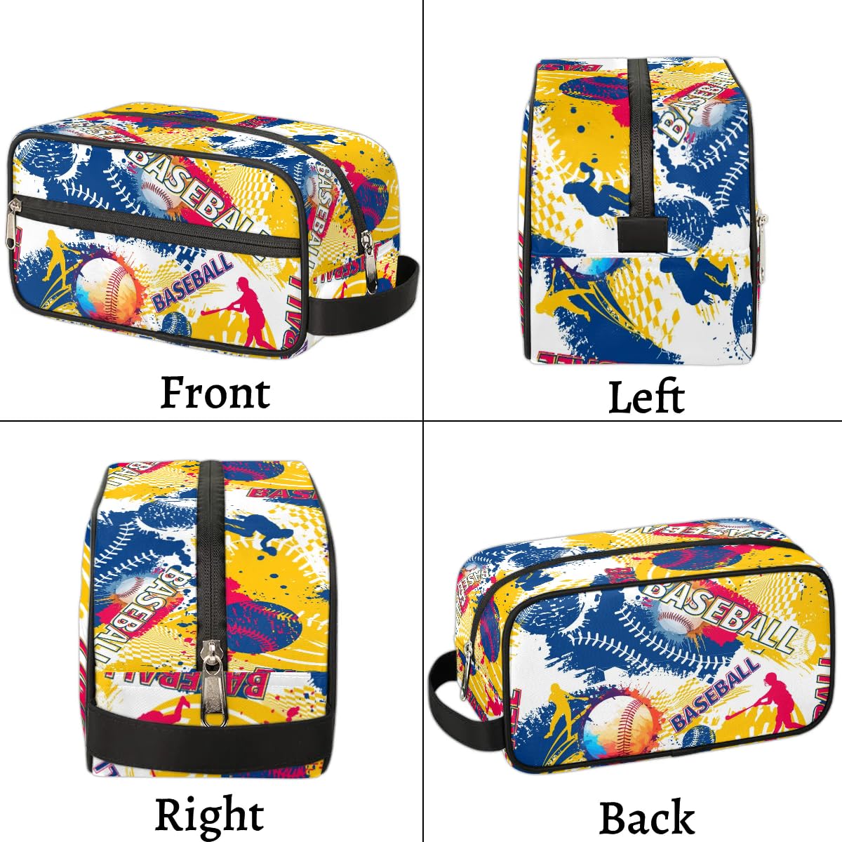 FZDXZJJ Travel Toiletry Bag for Women & Men,Waterproof Lightweight Makeup Cosmetic Bag Organizer with Handle & Zip Pockets Shaving Toiletries Bag for Gym,Beach - Baseball