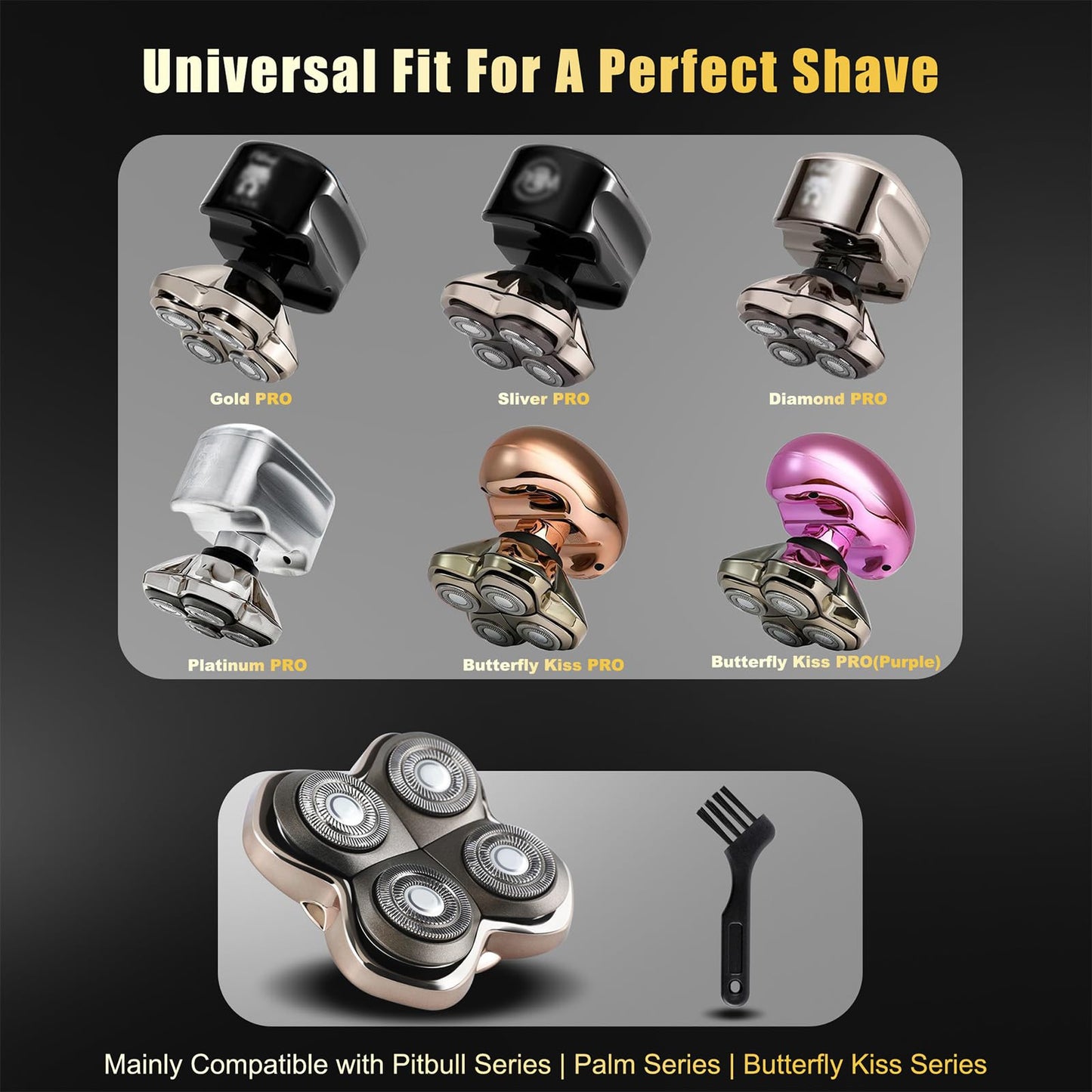 Razor Replacement Blades - for Forte PRO 4 Head Compatible with Skull Shaver Pitbull Pro - for Pitbull Silver Gold PRO SX5 & Palm MX5 & Butterfly Kiss Pro - Bald Men Electric Shavers Accessories