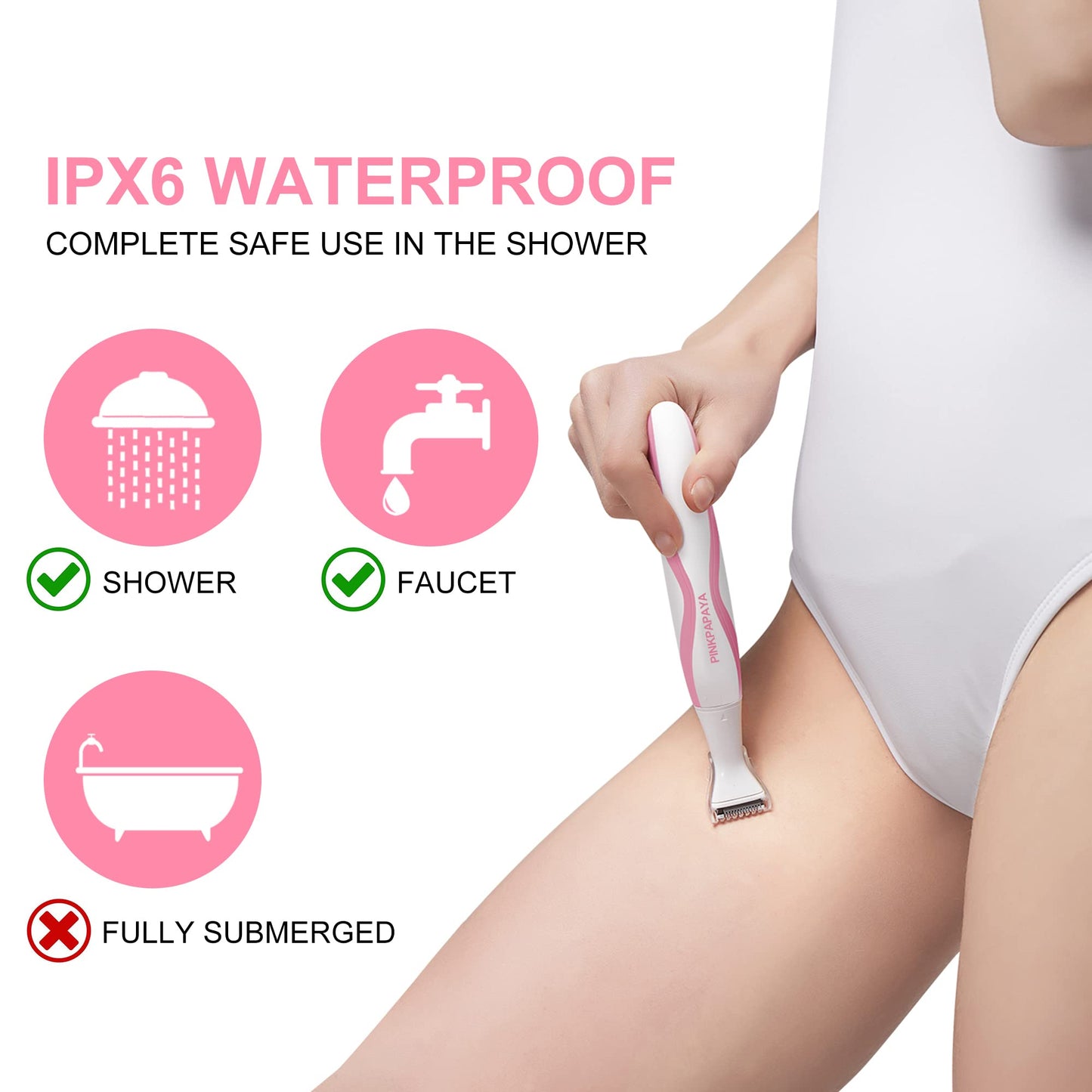 Pinkpapaya Electric Bikini Trimmer for Women,4 in 1 Electric Shaver,Bikini Line Hair Removal and Facial Hair Remover,Face Razors & Nose Hair Trimmer,Women's Grooming Kit,Tomato/p9k8