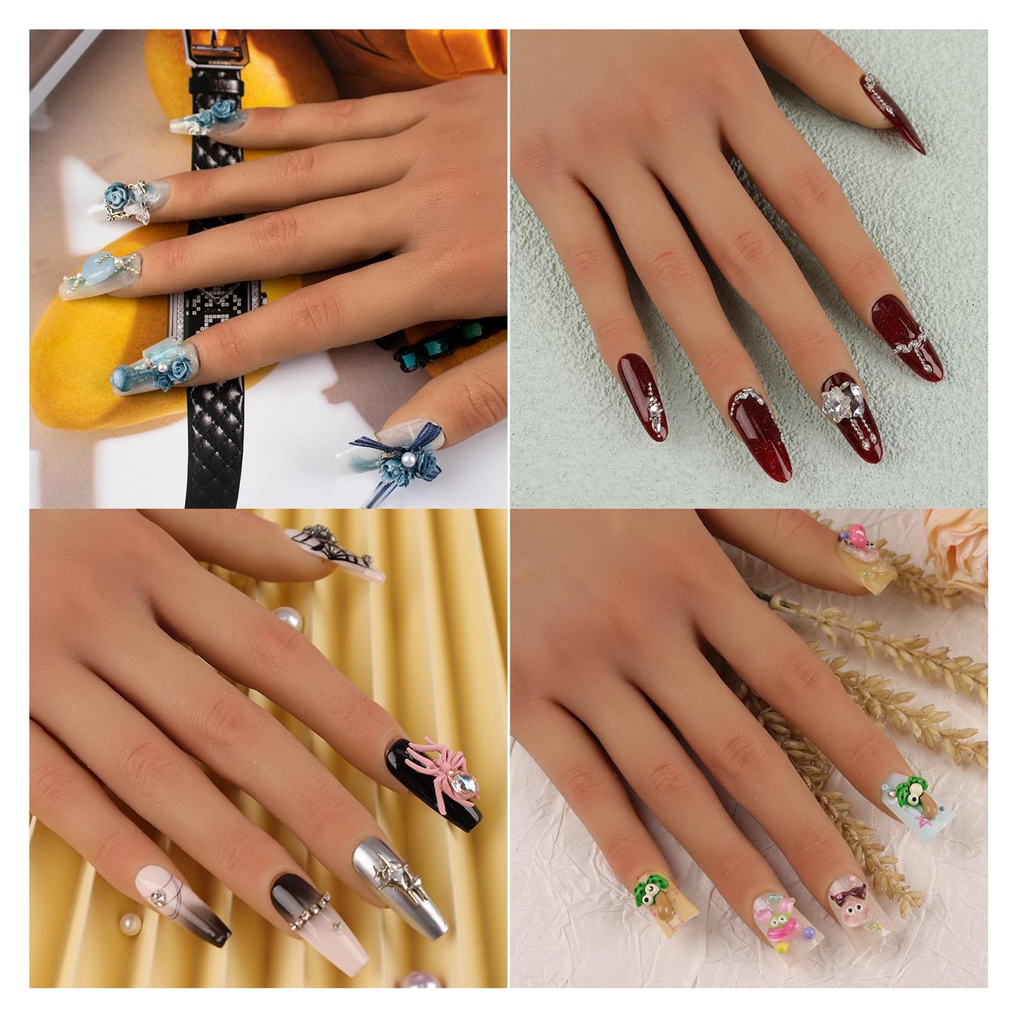 KnowU Nail Practice Hand with Suction Cup Stand, Mannequin Hand for Acrylic Nails, Professional Manicure Tool, DIY Nail Art Accessories, Flesh Tone