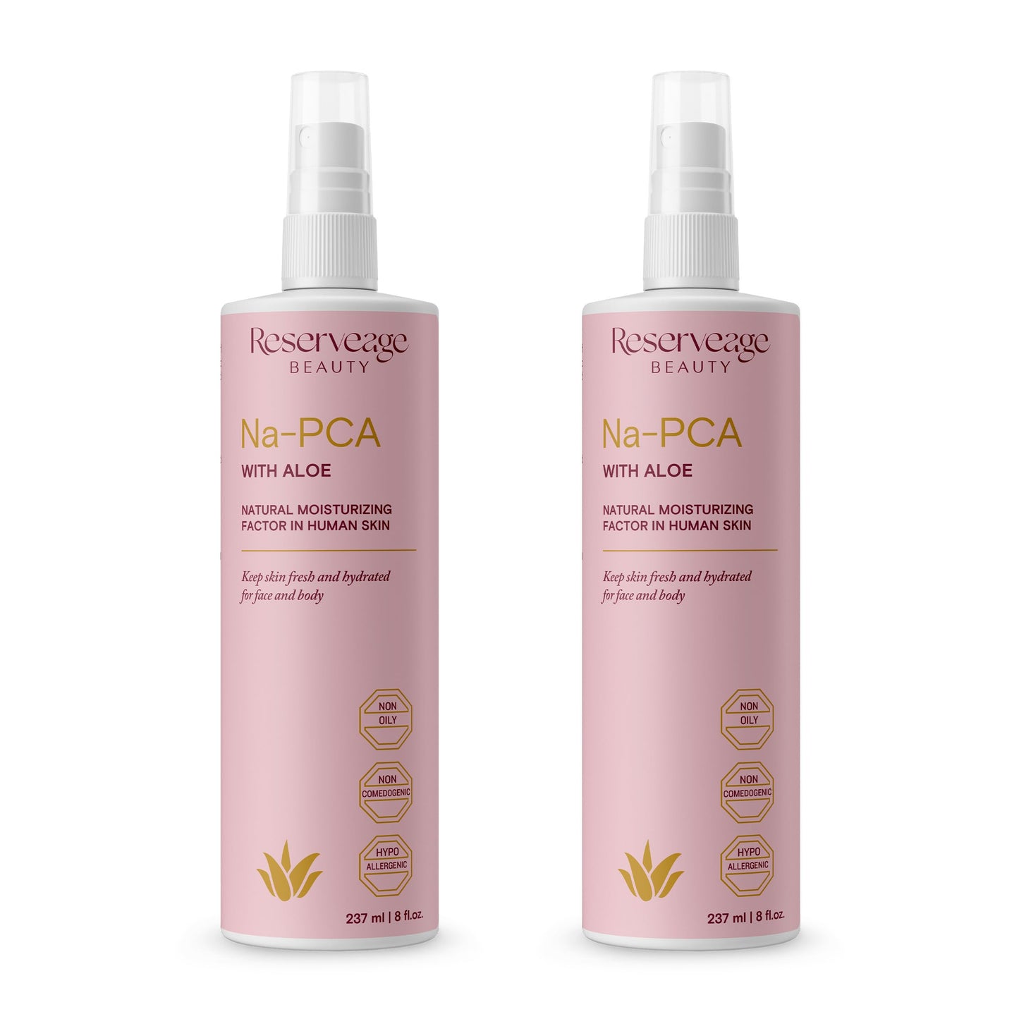 Reserveage Na-PCA Spray with Aloe Vera - Moisturizing Body Mist for Dry Skin - Face Moisturizer for Women with Eucalyptus Oil - 8 Fl Oz (Pack of 2)