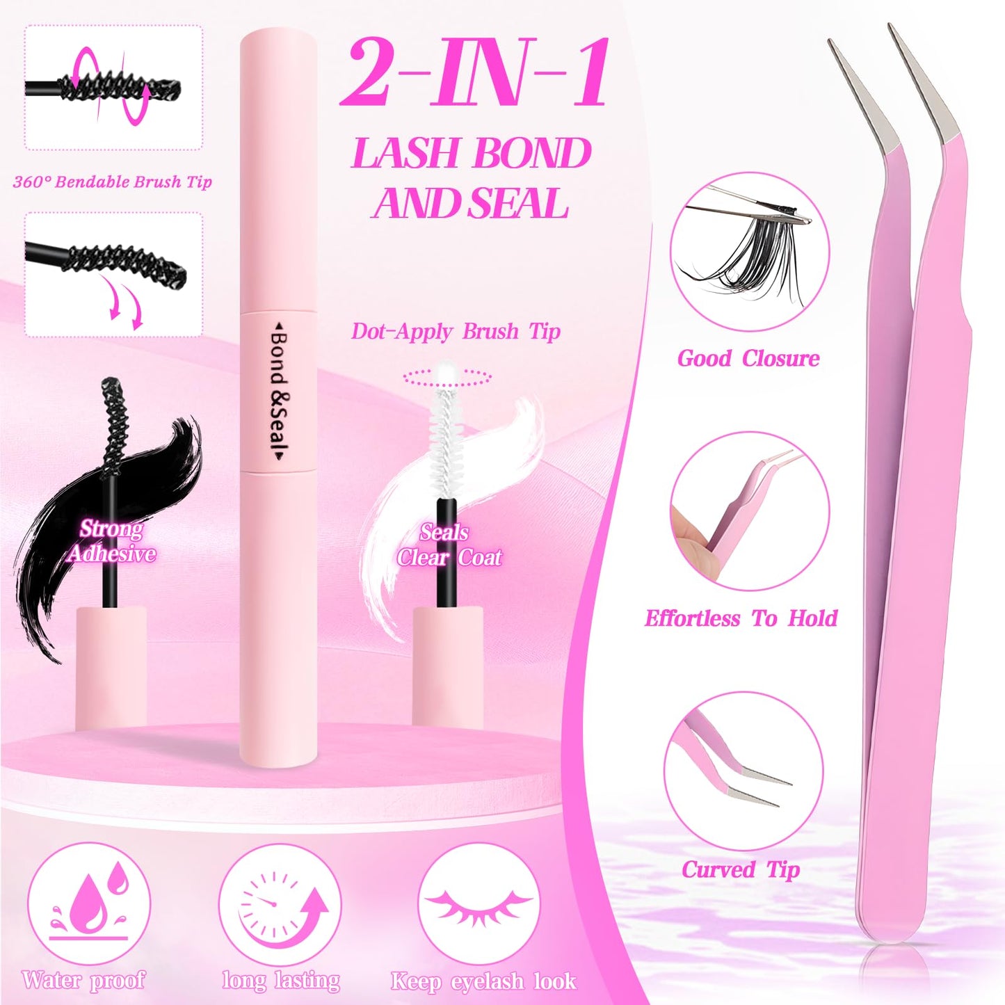 Lash Clusters Kit, Natural 560 Pcs Cluster Eyelash Extensions Kit 9-16mm Individual Lash Extensions Kit D Curl Fluffy Wispy False Eyelashes 40D+60D+80D Kit,With Bond & Seal Tweezers Brush for beginner