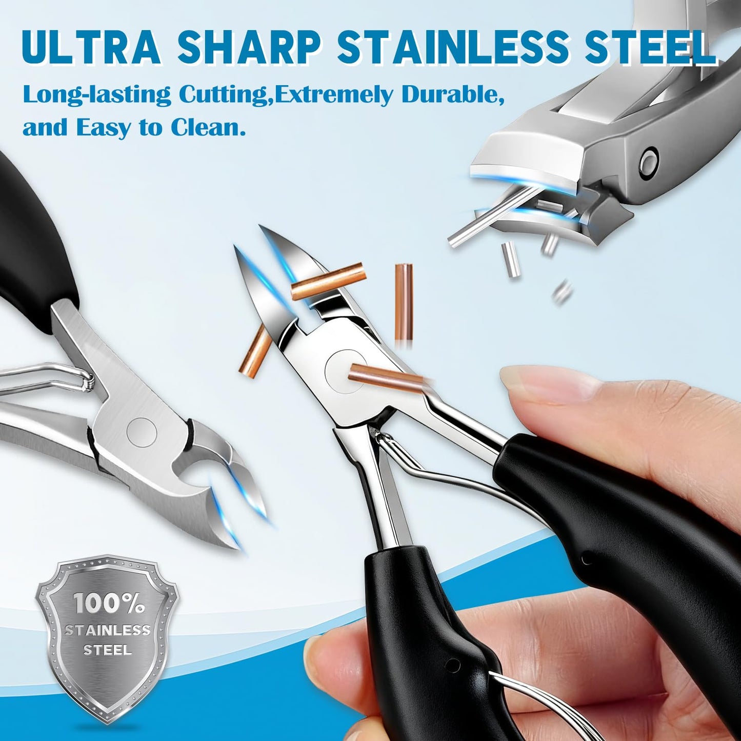 2026 Heavy Duty Toenail Clippers for Thick Nails, 7-in-1 Pedicure Kit with Catcher for Seniors & Men, Professional Wide Jaw Ingrown Toe Nail Clipper Set, Podiatrist Tool