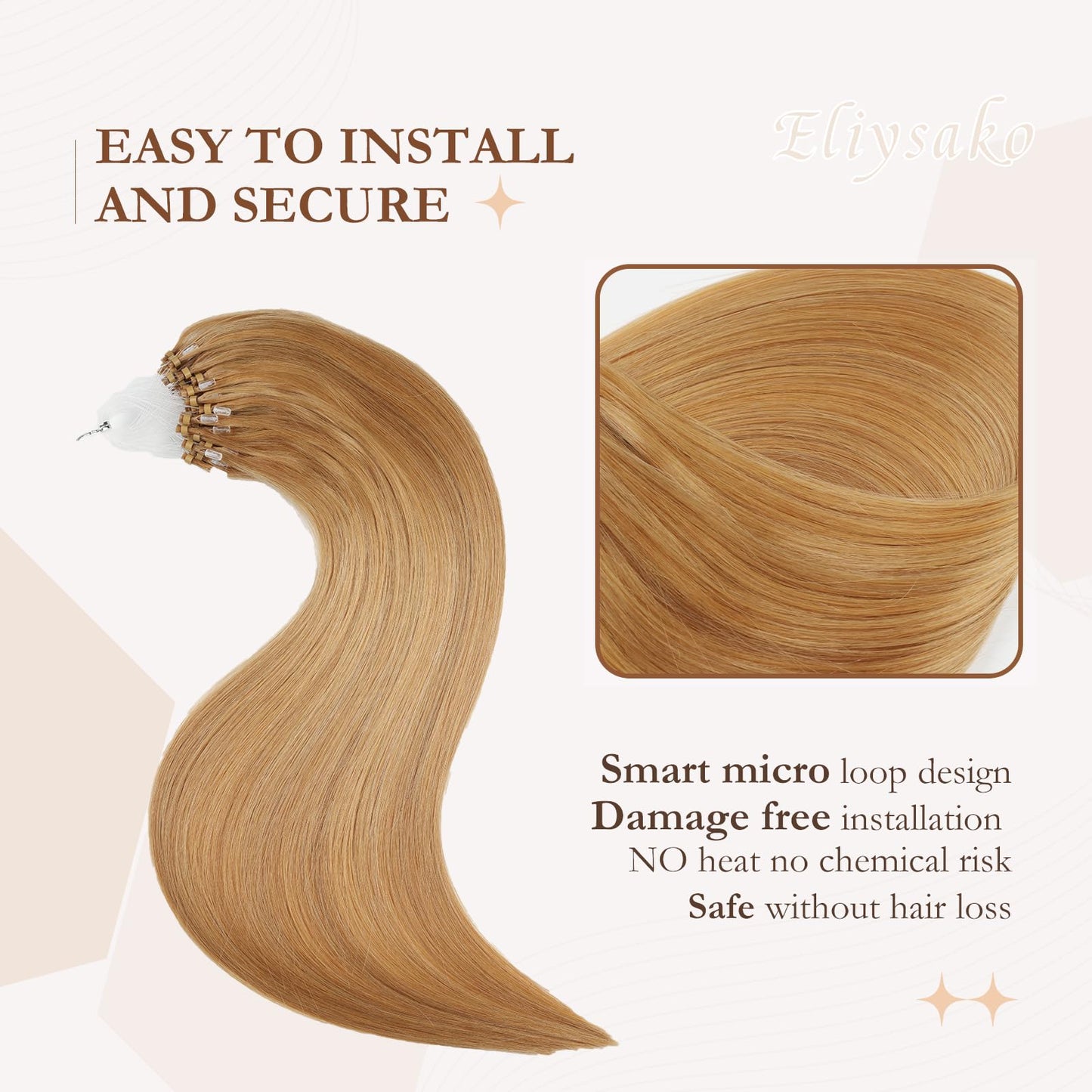 Eliysako Microlink Hair Extensions Human Hair 50g 18inch(#78) Natural Blonde Micro Link Hair Extensions Human Hair Microbead Hair Extensions Micro Loop Hair Extensions Real Human Hair For Women