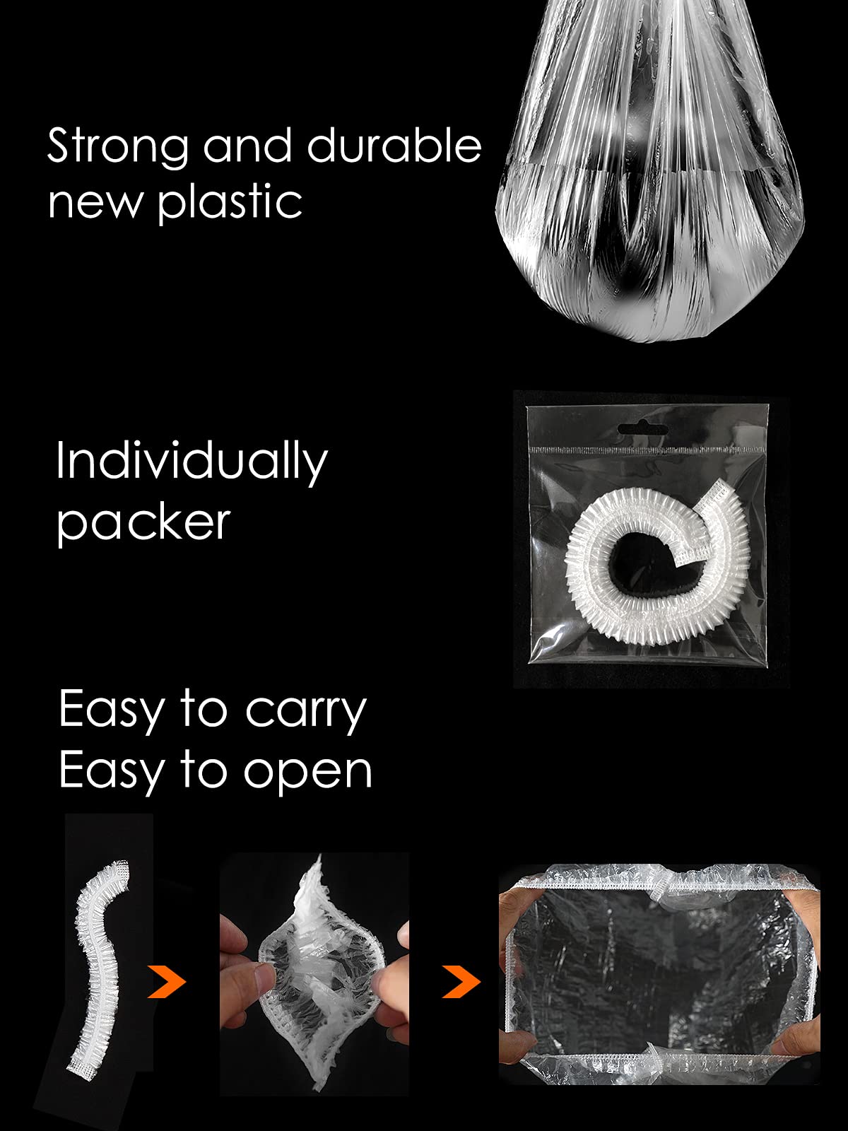 50Pcs Disposable Large Shower Cap for Long Braids Women XXL Oversized Disposable Plastic Shower Caps
