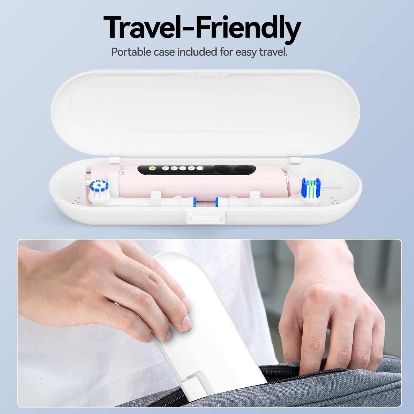 SEAGO Rotating Electric Toothbrush for Adults - 8 Replacement Heads (4 Soft/4 Hard), IPX7 Waterproof, 5 Modes with Memory Function, 2-Minute Timer, USB Type-C Rechargeable (SG-2607-Pink