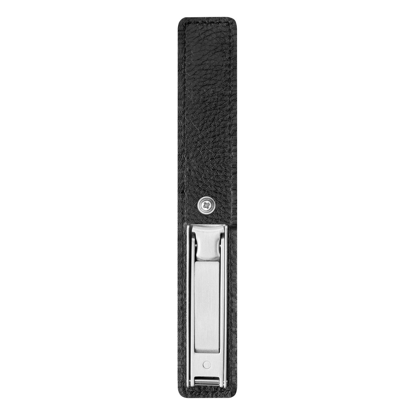 ZWILLING Nail Clipper with Key Ring (leather case with magnetic closure, integrated nail file, slightly curved cutting edge), Premium, Black