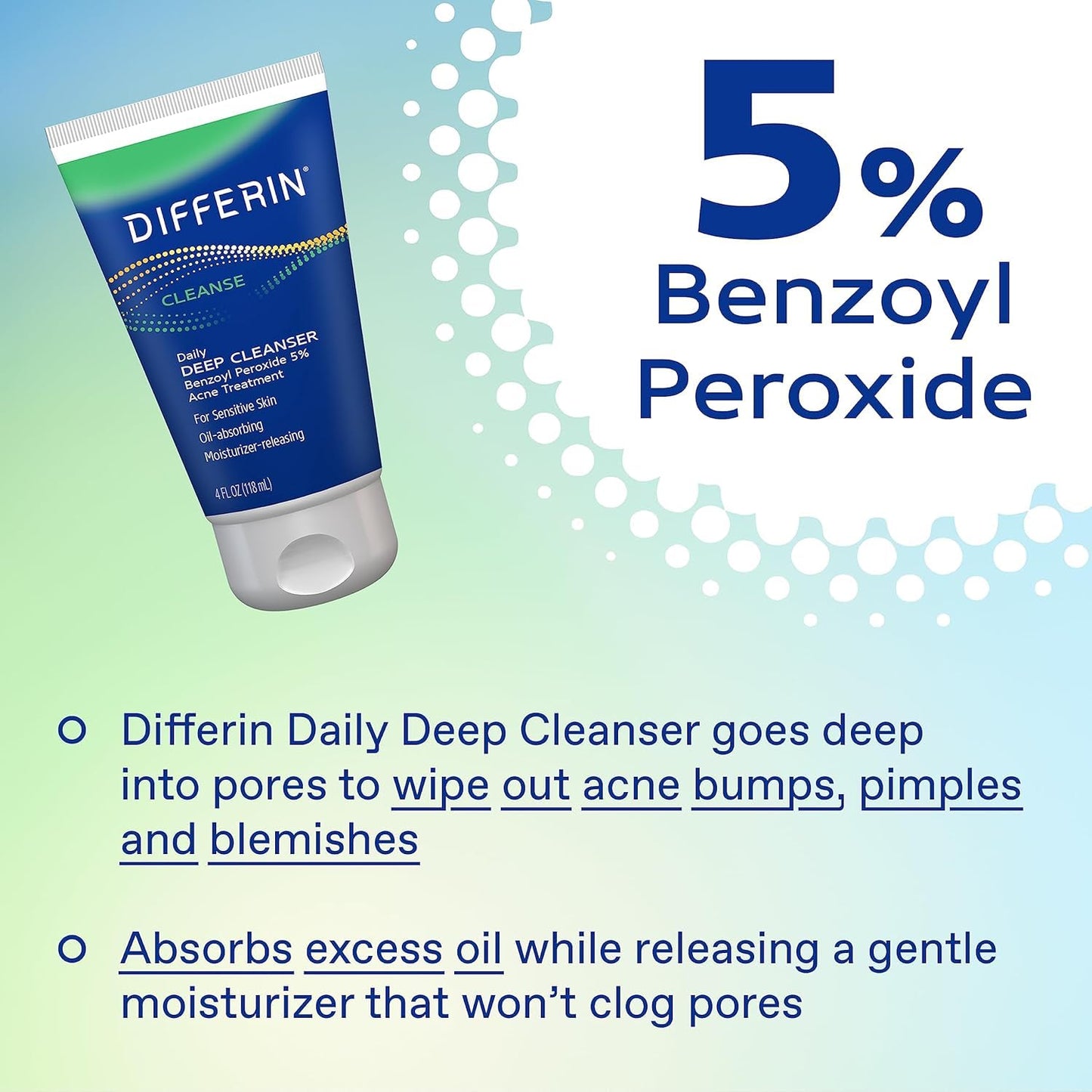 Differin Acne Treatment Kit - Gel Retinoid & Benzoyl Peroxide Wash for Acne-Prone Skin | 0.1% Adapalene, 5% Benzoyl Peroxide