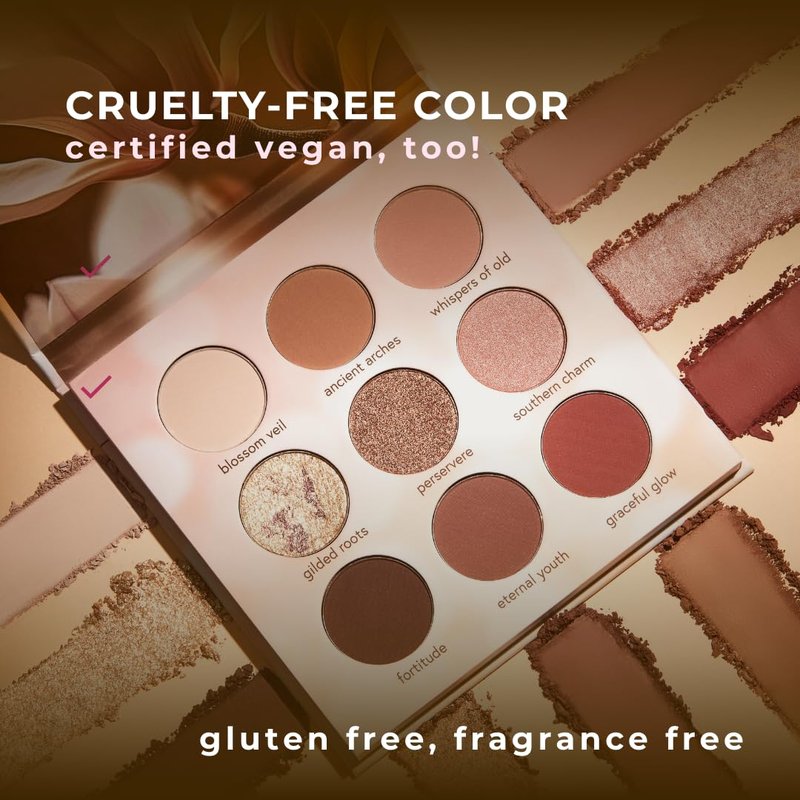 Honeybee Gardens Timeless Magnolia Eye Shadow Palette – 9 Shades Matte & Shimmer, Neutral Browns & Pinks, Vegan, Cruelty-Free Pressed Powder Eyeshadow, 0.45 oz