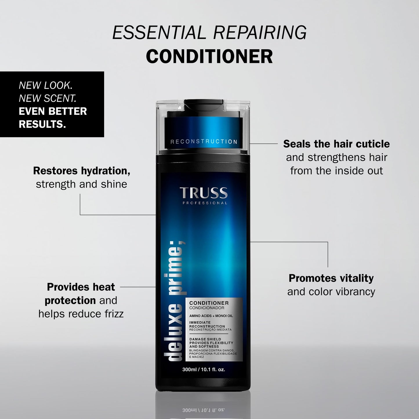TRUSS Deluxe Prime Conditioner - Deep Conditioning Treatment, Hair Repair & Hair Softener with an Anti Fading Action - Seal Cuticles & Reduce Damage Caused by Chemical Treatments (10.14oz)