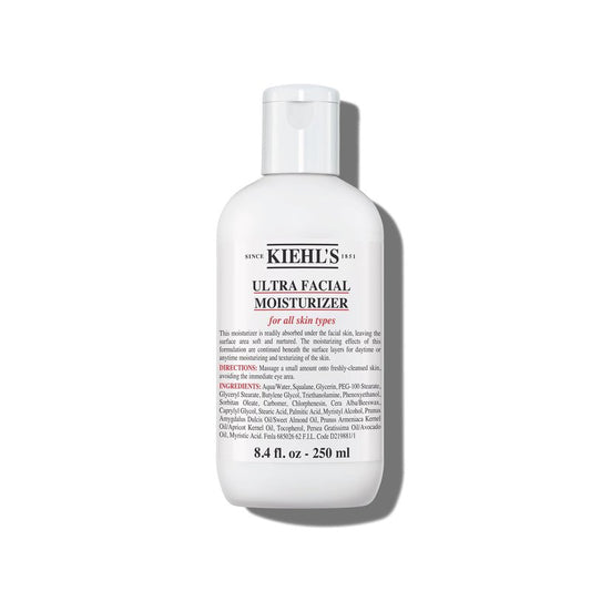 Kiehl's Ultra Facial Moisturizer, Daily Face Cream with Squalene and Glycerin, Fragrance-Free and Paraben-Free, Suitable for All Skin Types, Provides 24-hour Hydration and Moisture Surge, Day & Night