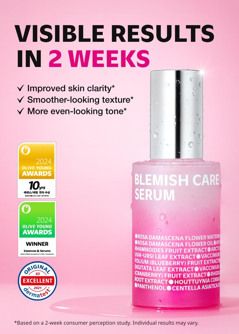 ISOI Blemish Care Up Serum for Face, Vegan Hydrating Serum for Smooth & Glass Skin Effect, Skin Barrier & Moisture Balance for Women, Arbutin & Rose Otto Oil, Korean Skin Care (1.18 fl. oz, 35ml)