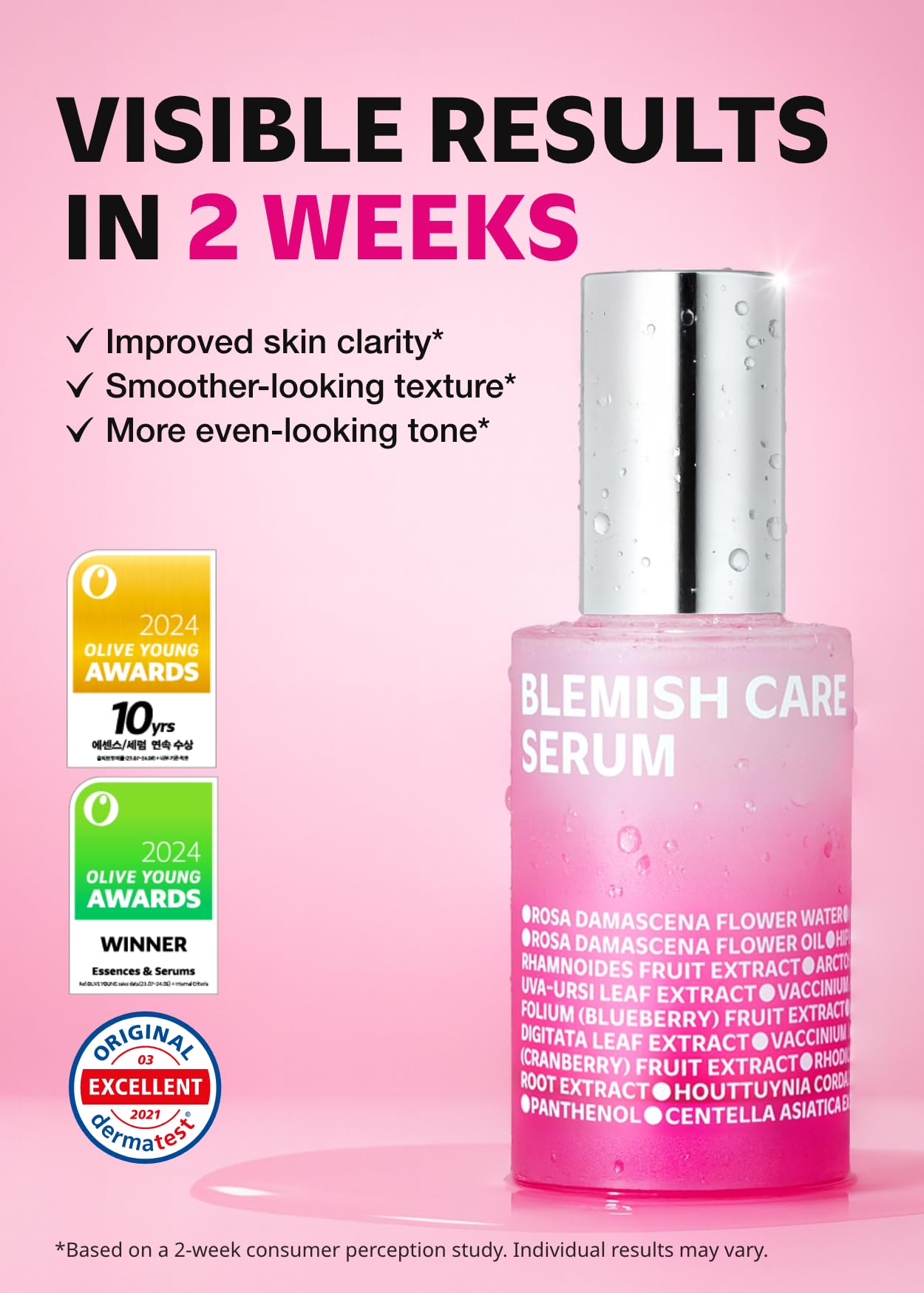 ISOI Blemish Care Up Serum for Face, Vegan Hydrating Serum for Smooth & Glass Skin Effect, Skin Barrier & Moisture Balance for Women, Arbutin & Rose Otto Oil, Korean Skin Care (0.85 fl. oz, 25ml)