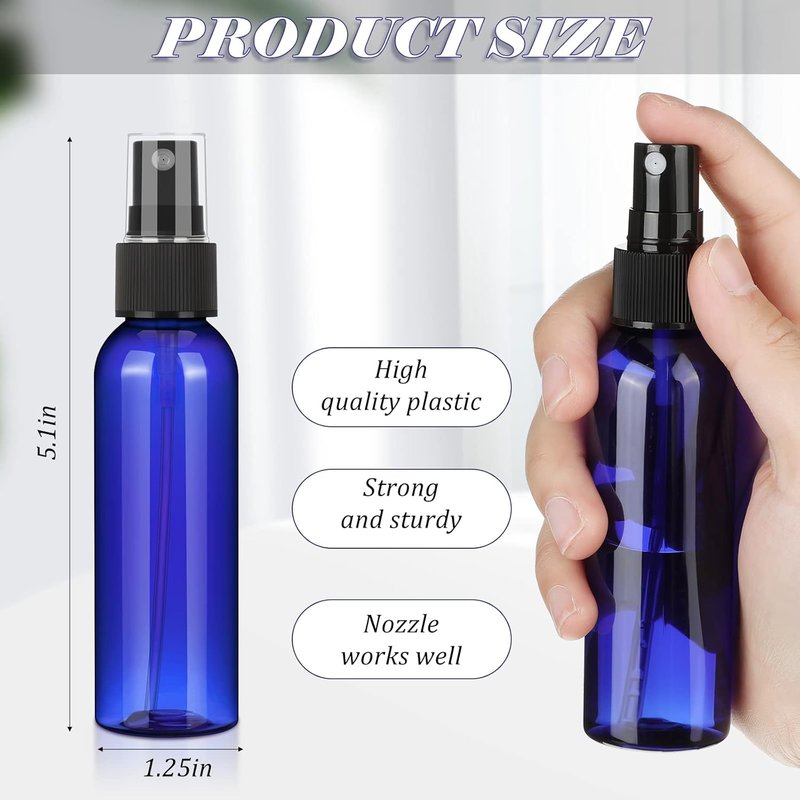 Reusable Mini Spray Bottles - 100 Pack 2 Oz Empty Perfume Mist Sprayers for Travel | Blue