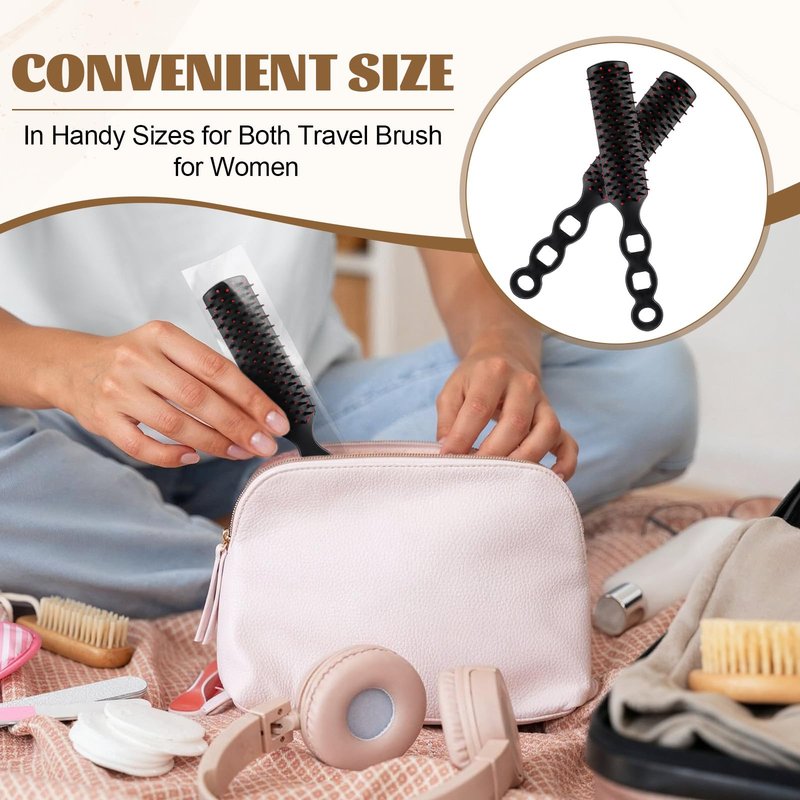 JJUNW 60 Pcs Hair Brush and Comb Set, Bulk Hair Brushes for Homeless Individually Wrapped, Lightweight Hair Brush and Comb for Women, Kids, Hotel Travel (Black)