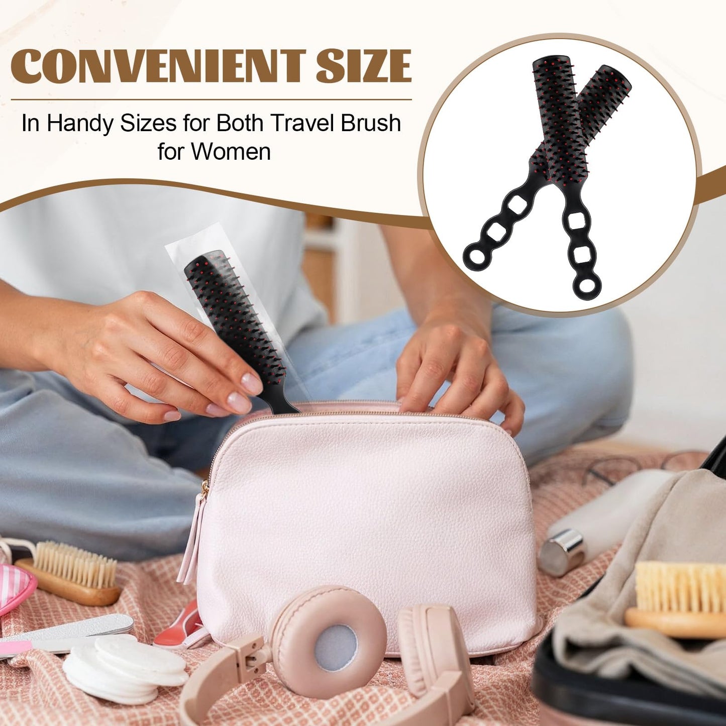 JJUNW 60 Pcs Hair Brush and Comb Set, Bulk Hair Brushes for Homeless Individually Wrapped, Lightweight Hair Brush and Comb for Women, Kids, Hotel Travel (Black)