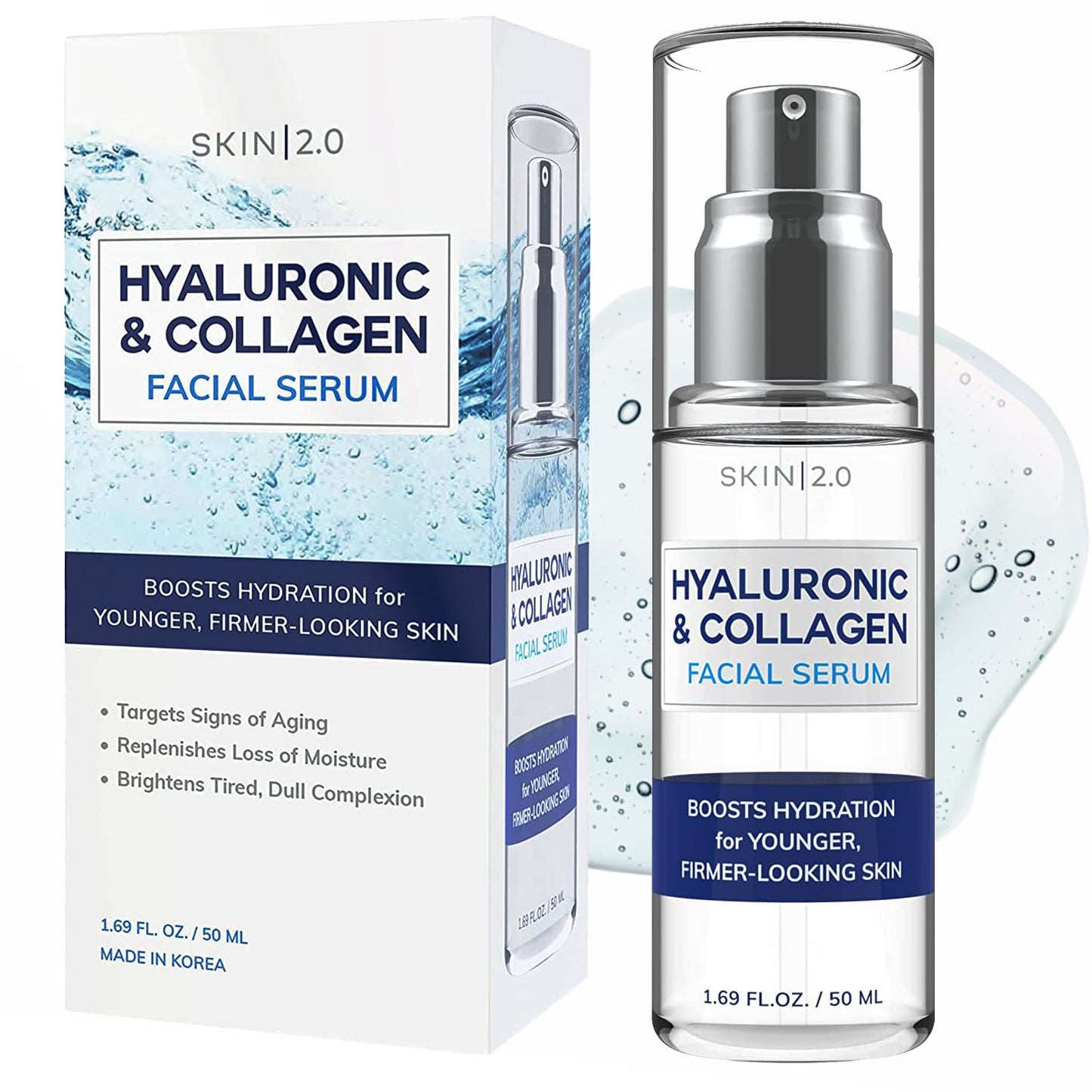 Hyaluronic Acid & Collagen Face Serum - Hydrating, Anti-Aging, Dermatologist Tested | 1.69 Fl Oz