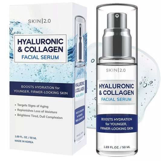 Hyaluronic Acid & Collagen Face Serum - Hydrating, Anti-Aging, Dermatologist Tested | 1.69 Fl Oz
