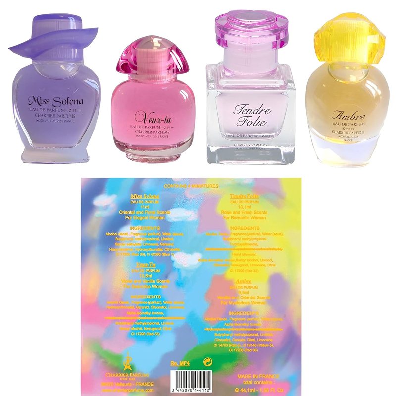 Charrier Parfums Eaux de Parfum Gift Set - Mademoiselle France - 4 Fragrances | 44.1 ml - Made in Provence