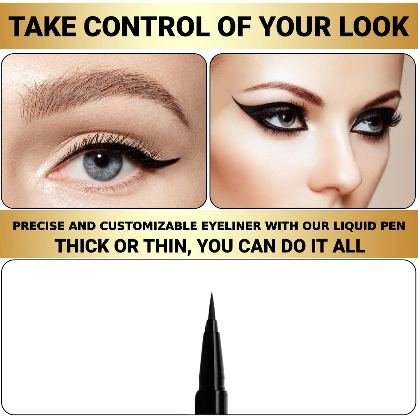 Bold Beautiful Cosmetics Eyeliner Liquid Waterproof eyeliner liquid liner black, 1 Count