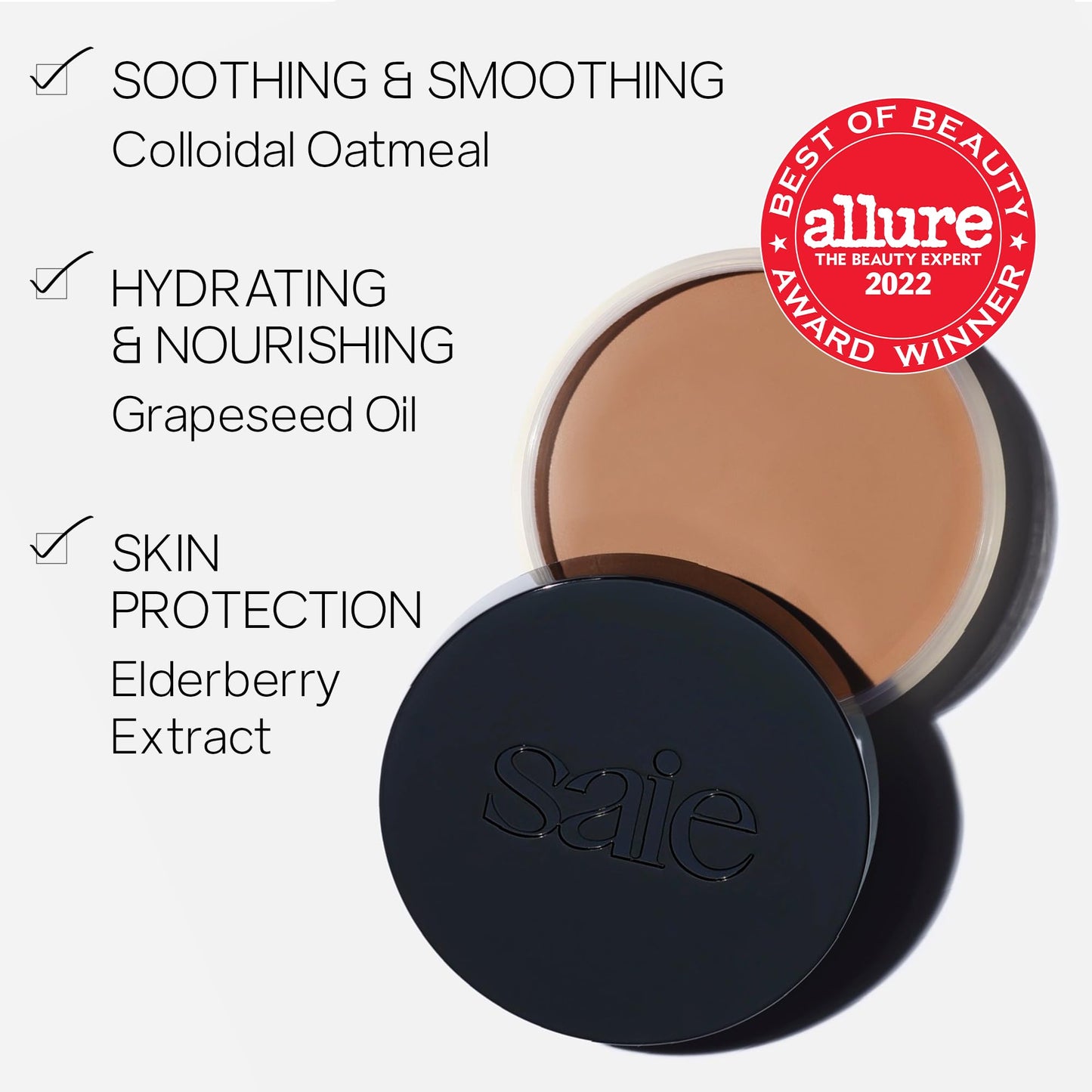 Saie Sun Melt Duo - The Big Brush - Soft, Multi-Use Liquid + Cream Makeup Brush With Synthetic Bristles Bundled With Sun Melt Bronzer in Light Bronze - Buildable Cream Contour, Velvet Finish (1 oz)