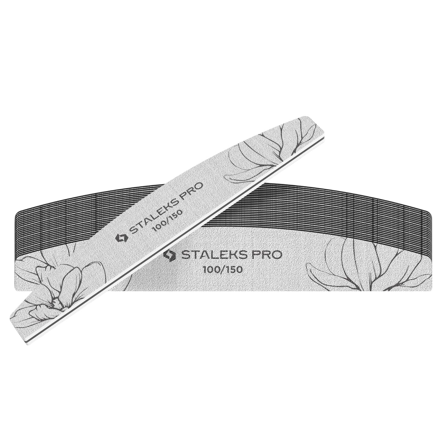STALEKS PRO Expert 40 Crescent Mineral Nail File (100/150 Grit, 25 Pcs) – Professional Double-Sided File for Artificial & Thick Natural Nails