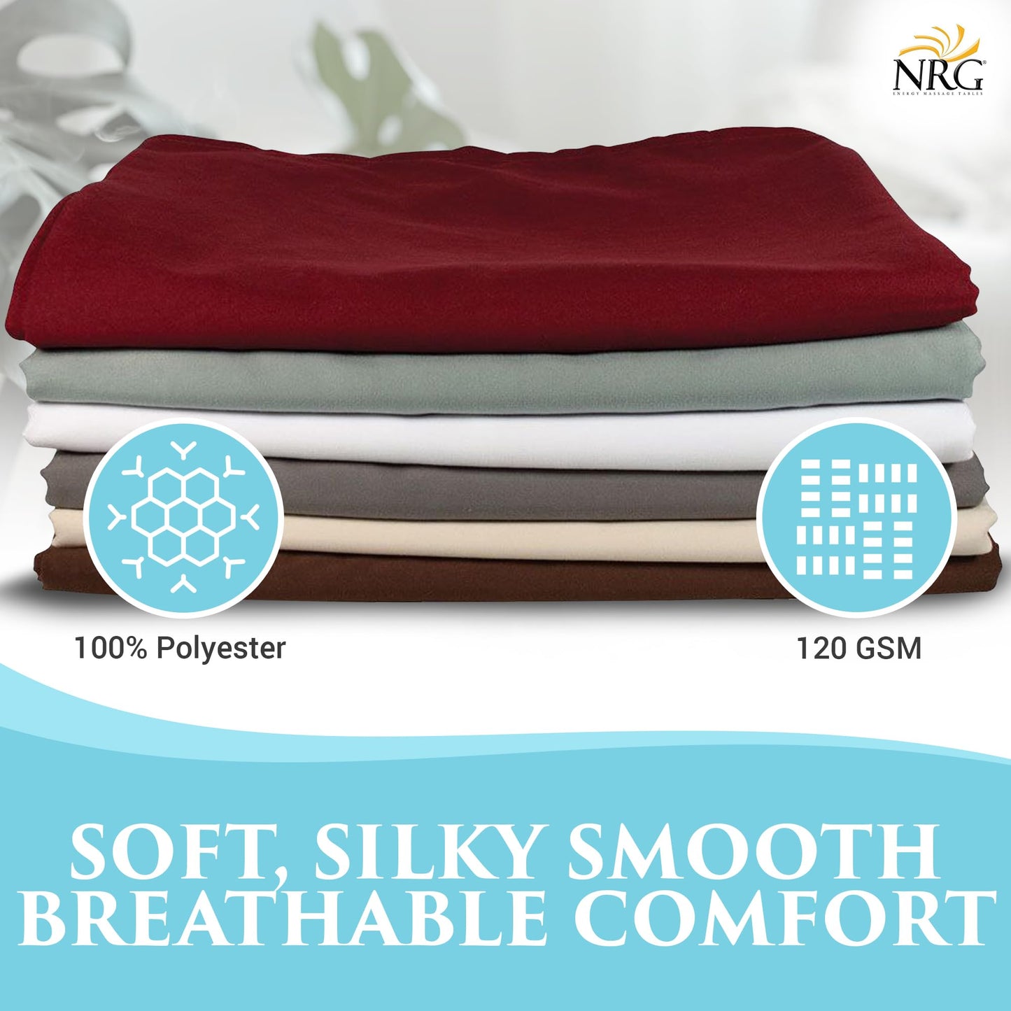 Premium Microfiber 3 Piece Massage Sheet Set by NRG - Includes Massage Table Flat Sheet, Fitted Sheet and Face Rest Cover - 100% Double Brushed Polyester, Soft as Silk - 120 GSM - Color Dark Chocolate