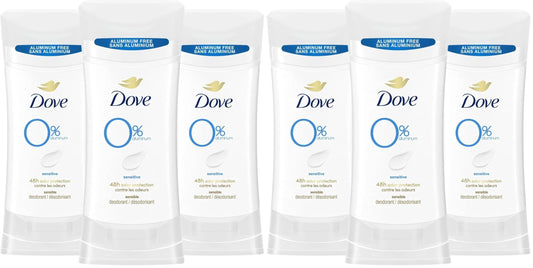 Dove Aluminum Free Deodorant for Women Sensitive 72 hour odor protection 2.6 oz,(Pack of 6)