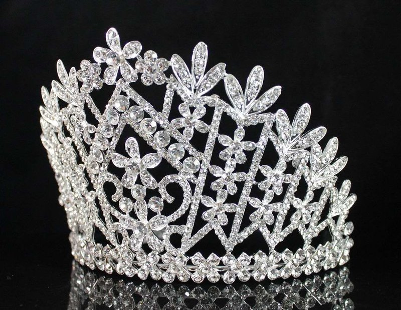 Janefashions Daisy Clear Austrian Crystal Rhinestone Tiara Crown With Hair Combs Wedding Bridal Prom Birthday Party Beauty Contest Pageant T1861 (Silver Plated With Combs)