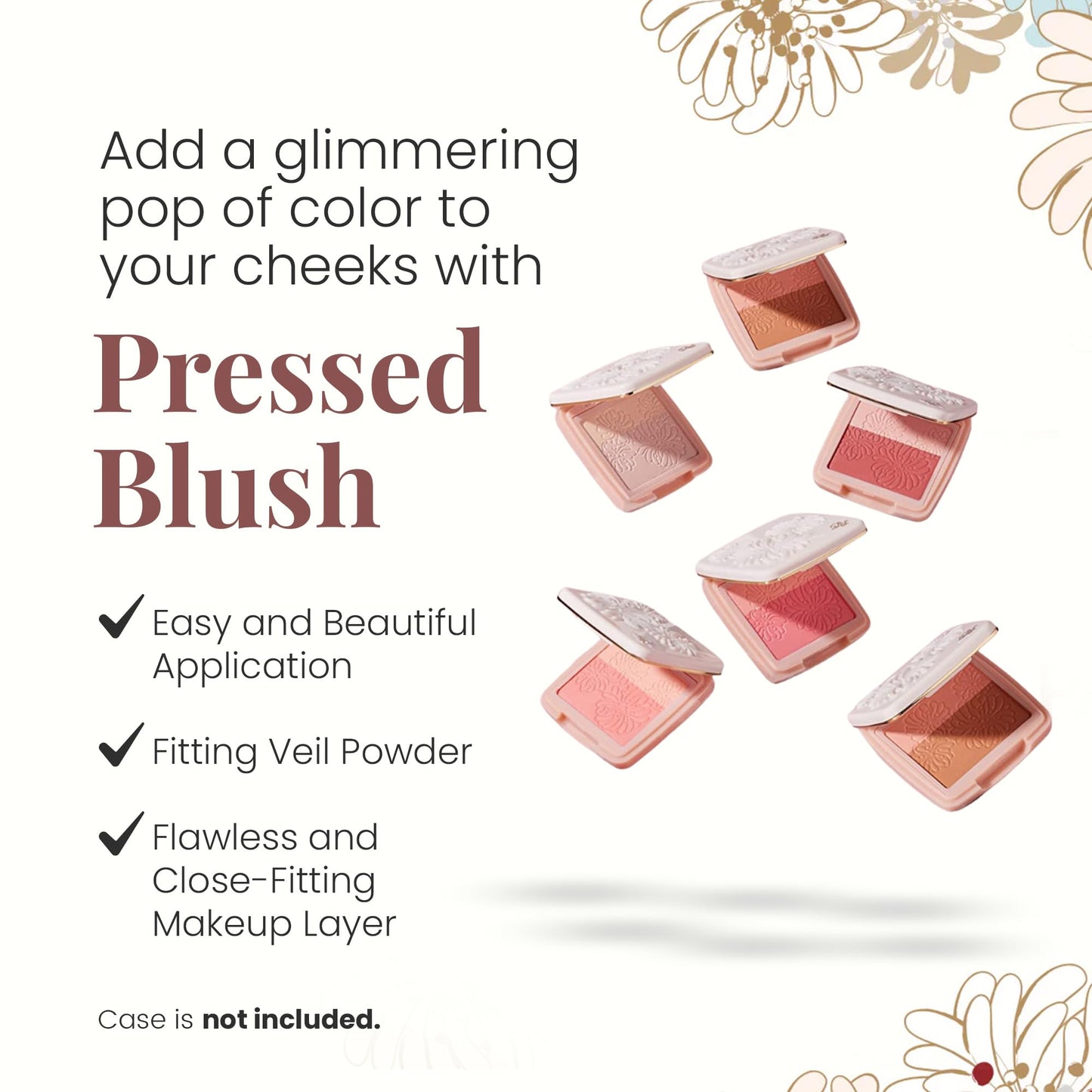 Paul & Joe Pressed Blush Palette Refill Only, Case Sold Separately, Oil-Absorbing Blush Powder, Bi-Color Face Blushes with Fitting Veil Powder, Light Beige and Rose, 05 Boite A Musique, 0.17 oz