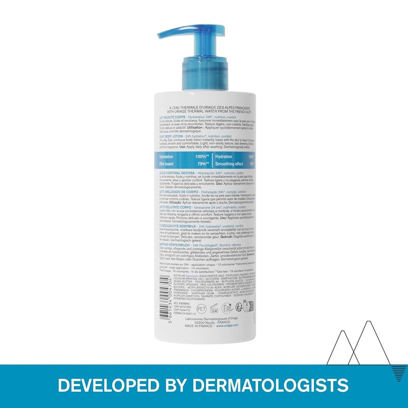 Uriage Moisturizing Body Lotion - Hydrating Shea Butter & Hyaluronic Acid | 24-Hour Silky Formula, Floral Scent