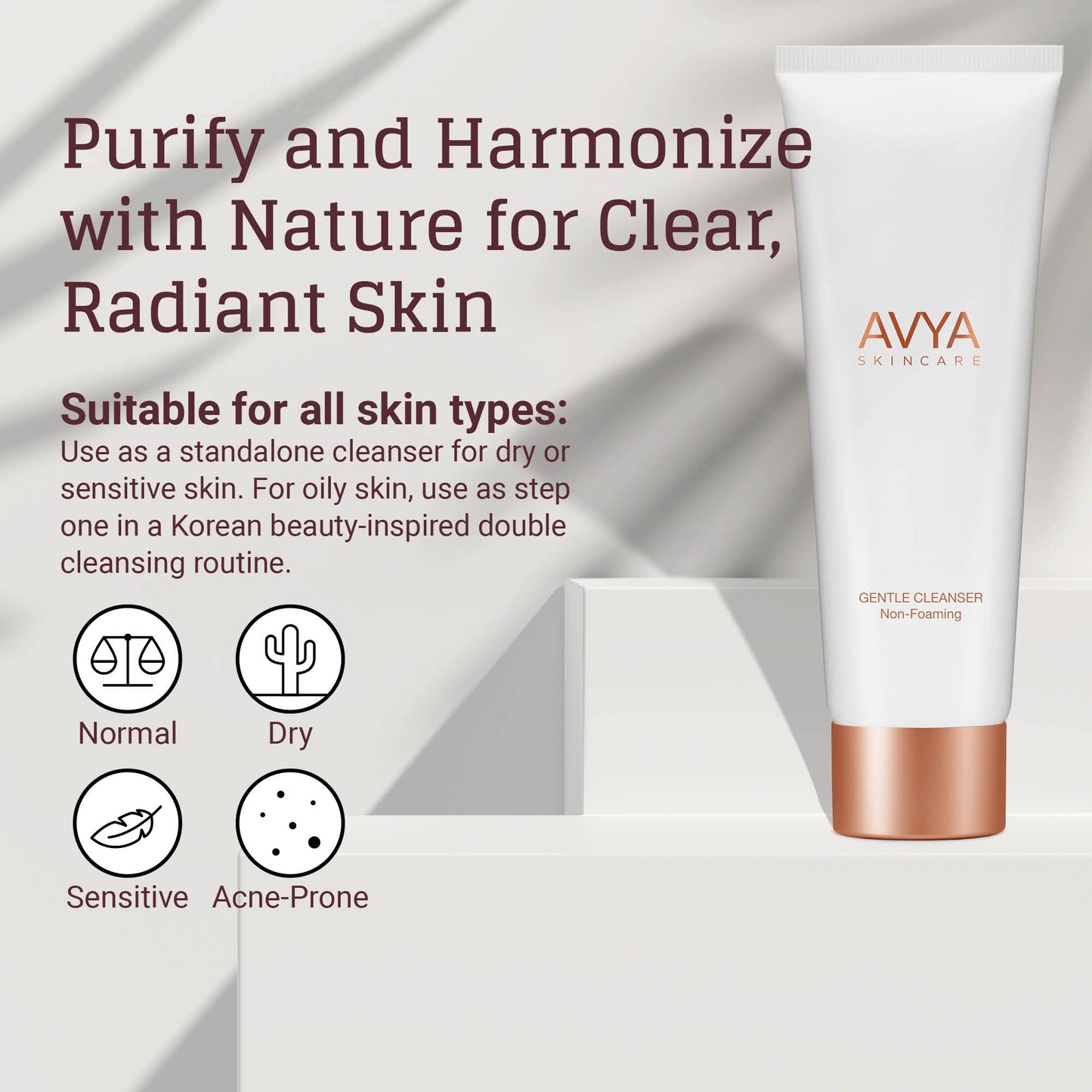 Avya Skincare Non-Foaming Gentle Cleanser/Removes Impurities and Cleans Skin Without Stripping Moisture/Fights Acne and Shrinks Pores for Improved Texture and Brightness (4oz)
