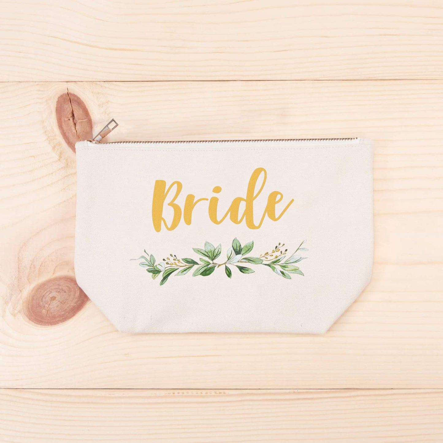 ELEGANTPARK Bridesmaid Gifts Set - 4 Maid of Honor Makeup Bags - Wedding Party Cosmetic Bags - Bridal Shower Gifts - Canvas Gold Script
