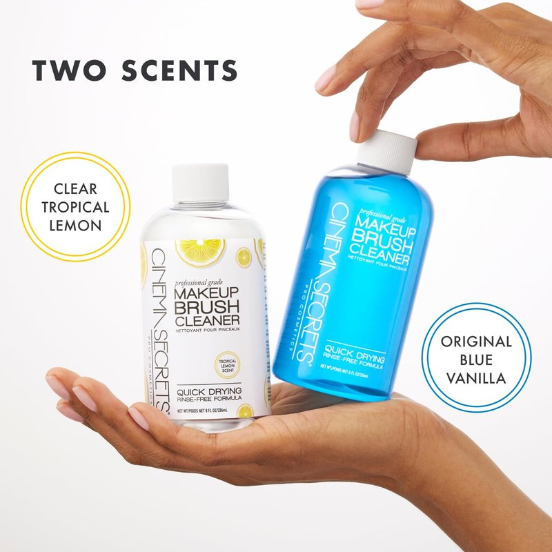 Cinema Secrets Original Blue Vanilla Makeup Brush Cleaner Solution - Professional Cleanser for Makeup Brushes - Quick-Drying, Rinse-Free Formula - Removes Stubborn Waterproof Make Up (2 fl oz)