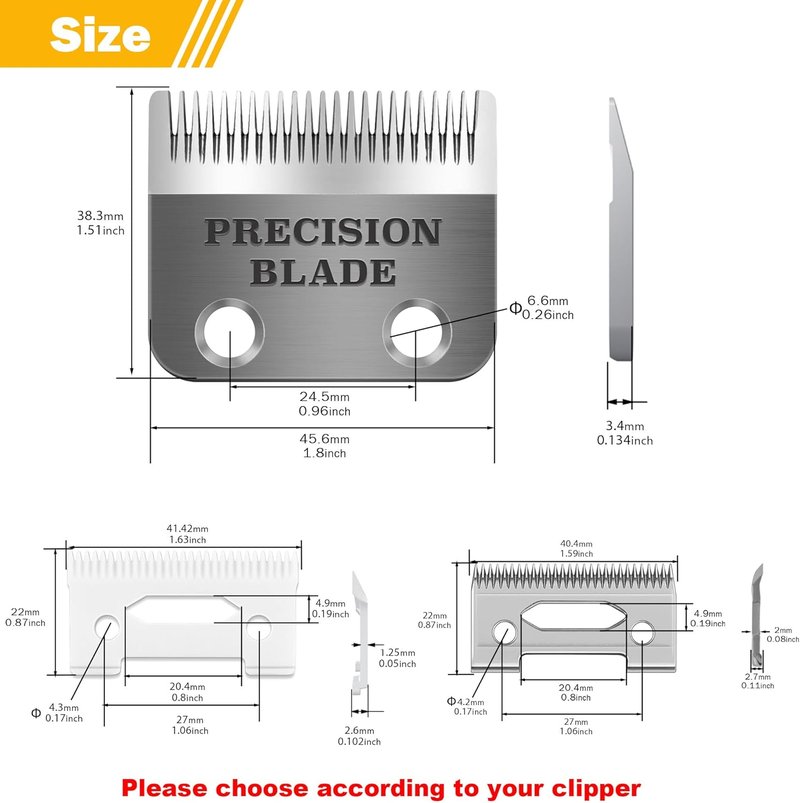 Precision Clipper Replacement Blade - Compatible with Wahl Clippers | Adjustable Hair Trimmer Parts, Pack of 2