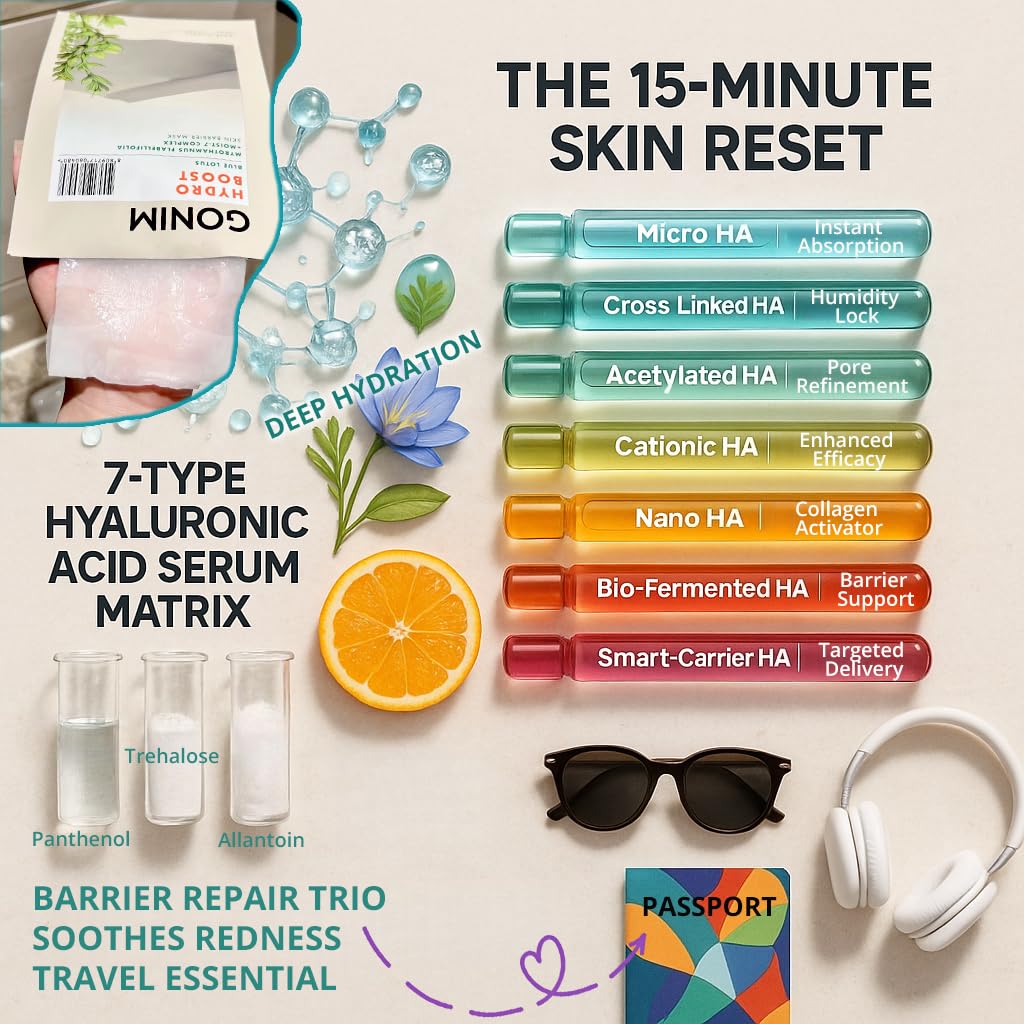 GONIM Korean Face Mask, Hydrating Face Mask Sheet with Hyaluronic Acid
