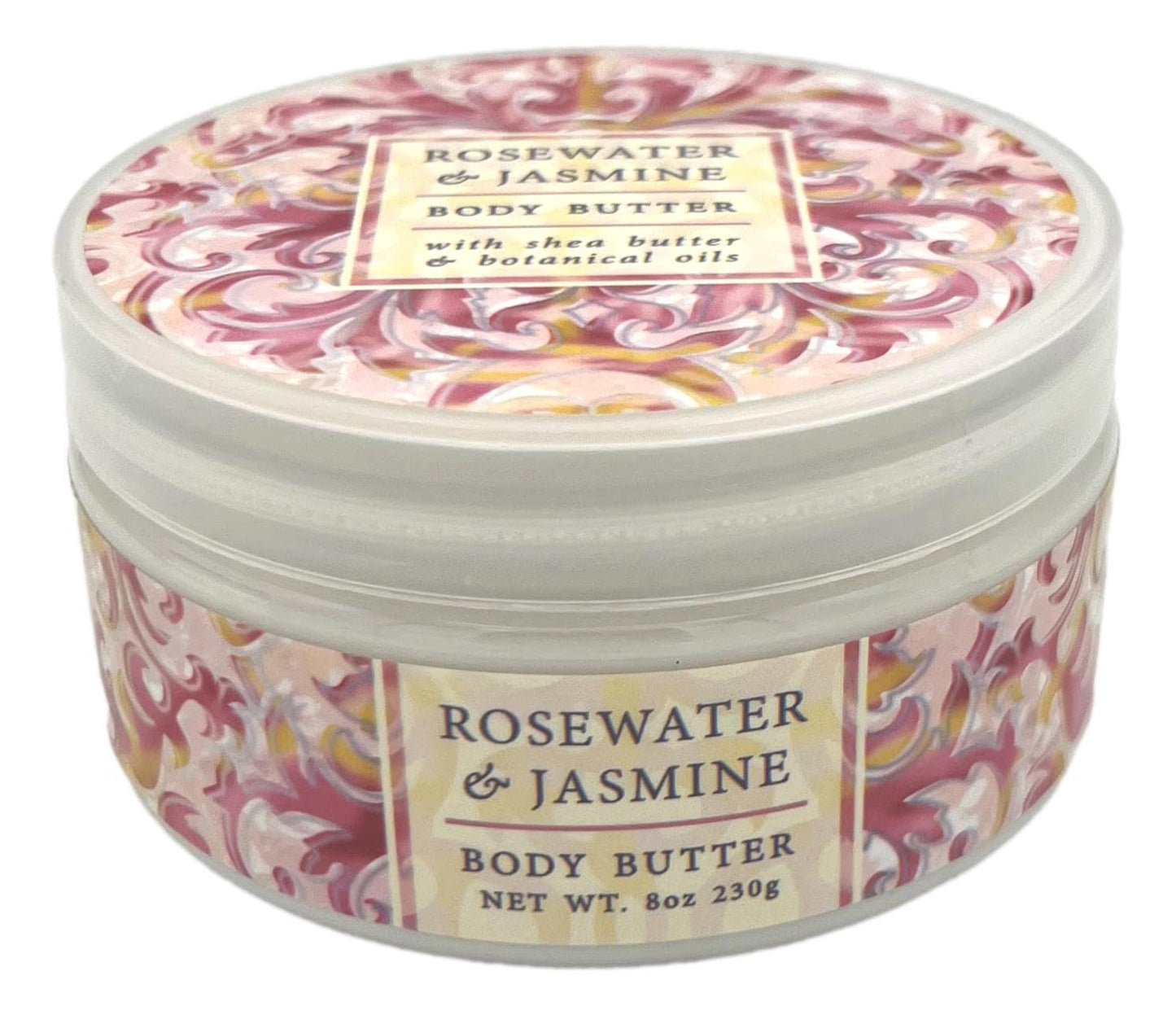 Greenwich Bay ROSEWATER JASMINE 3 Piece Beauty Gift Set of : BODY BUTTER, SPA SOAP, and DUSTING POWDER
