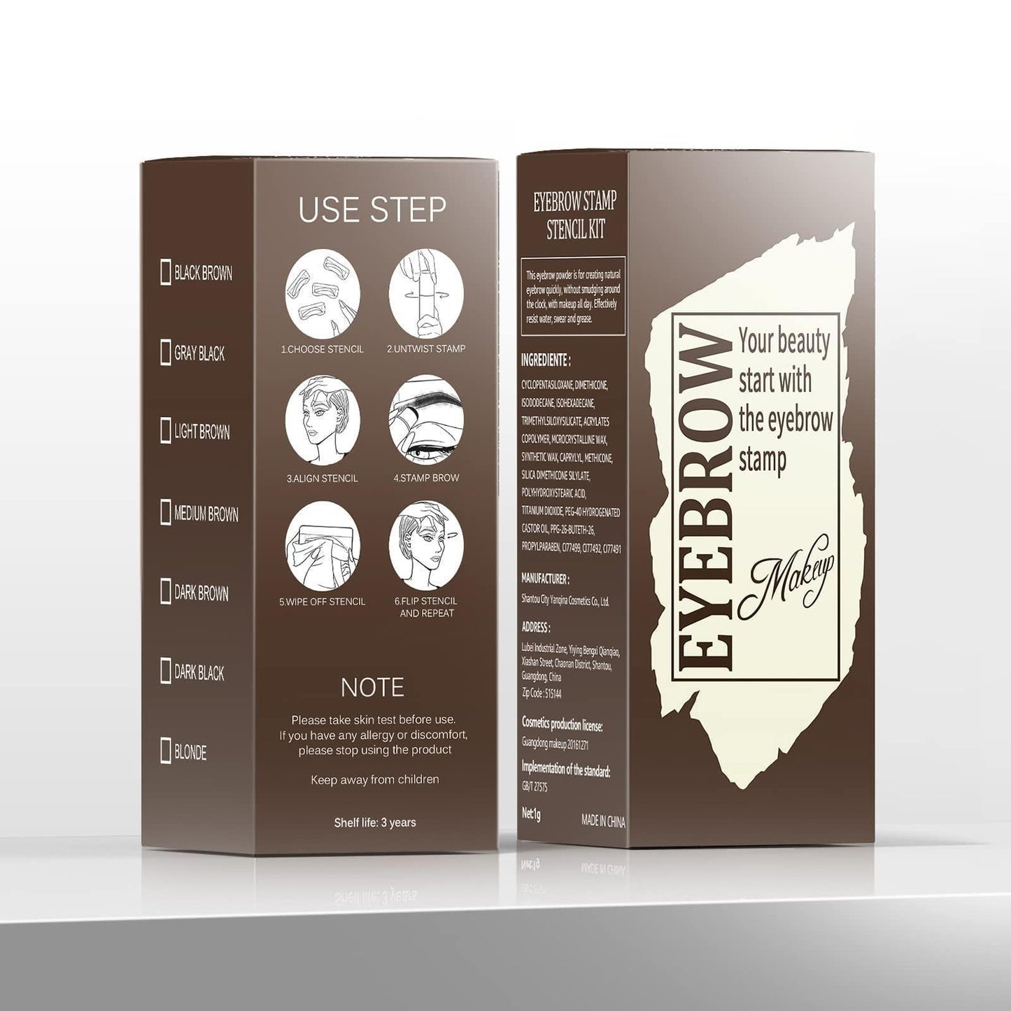 Eyebrow Stamp Stencil Kit Waterproof & Smudge-Proof Brow Shaping Kit with 24 Reusable Thin Eyebrow Stencils (Light Brown)
