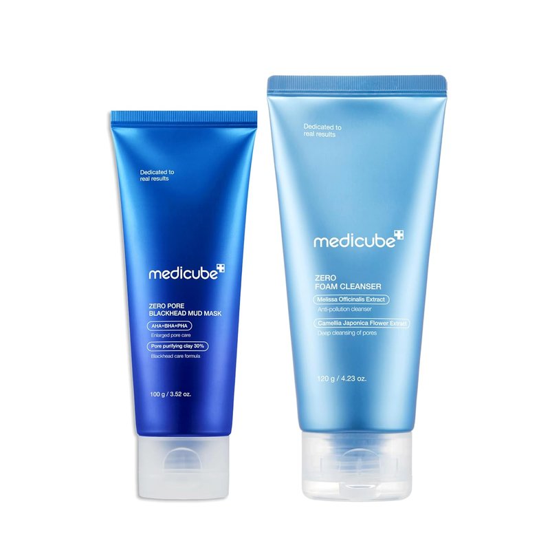 Medicube Home Care Duo - Flawless Skin Set with Zero Pore Blackhead Mud Mask & Foam Cleanser for Sensitive Skin